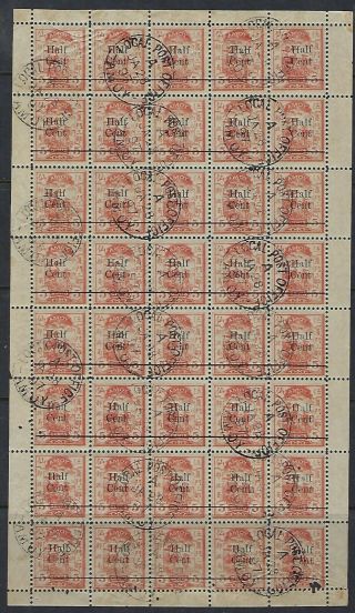 China Amoy Local Post 1896 Half Cent On 5c Black Surcharge Cto Sheet Of 50