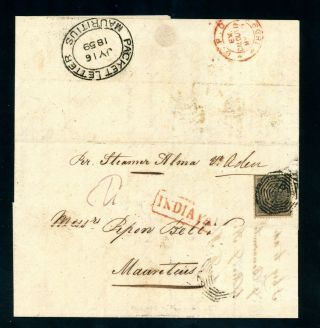 Mauritius Packet Letter 1859 Cover From India Per Steamer Alma (faults) (jy346)