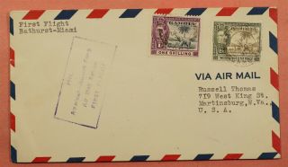 Dr Who 1941 Gambia First Flight Airmail To Miami Clipper Fam 22 F22 - 7 113116