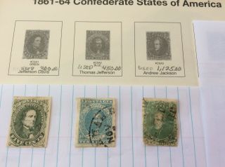 Confederate Stamps,  Us,  Bob,  Csa1,  Csa2 & Csa3 3 Stamps