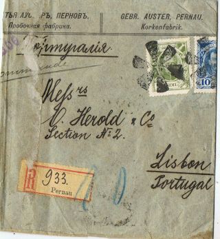 Russia - 1914 Registered Cover Pernau To Lisbon