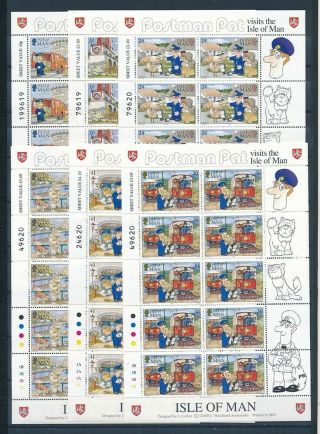D000856 Cartoons Postman Pat Mnh Complete Set Of Sheetlets Isle Of Man