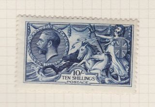 Gb Stamps King George V 1913 10/ - Indigo Seahorse Waterlow Mounted On Page
