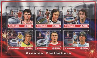 Rwanda Russia World Cup 2018 Soccer Players Sport Souvenir Sheet Of 6 Nh