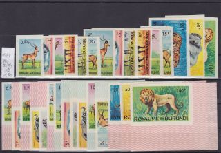 Burundi 1964 Imperforate Stamp Set Animals Cob 80/94 (x2) - Mnh Luxe.  A5703
