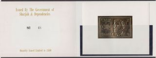 Z698.  Sharjah - Mnh - Space - Astronauts - Gold - Souvenir Issue - Booklet