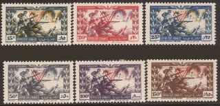 Lebanon - 1946 Lebanese Soldiers At Bir Hacheim - 6 Stamp Set Mh - Scott C101 - 6