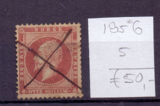 Norway 1856.  Stamp.  Yt 5.  €50.  00