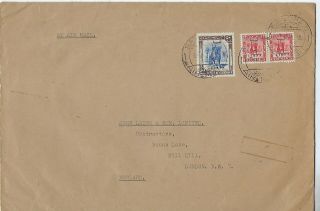 Libia 1952 Airmail Cover Benghazi To London With Overprinted 12m X 2 And 50m