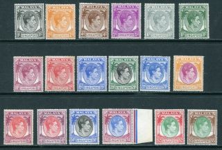 1948/52 Malaya Singapore Kgvi Definitives Full Set Of Stamps (perfs18) Mnh U/m