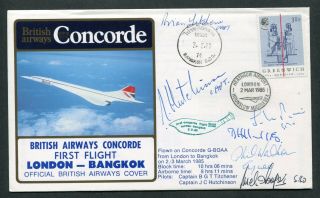 1985 Ba Concorde 1st First Flight Airmail Cover London To Bangkok Signed (7)