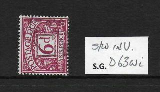 1962 6d Purple Postage Due Sg D63wi Good/fine