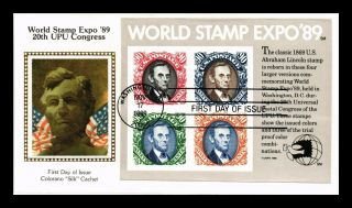 Dr Jim Stamps Us World Stamp Expo Souvenir Sheet Fdc Silk Cover Scott 2433