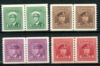 Weeda Canada 278 - 281 Vf Mnh Set Of Coil Pairs,  Perf 9.  5 Vertically Cv $120