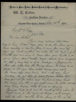 1879 Dakota Territory Indian Trader Letter,  Ref 