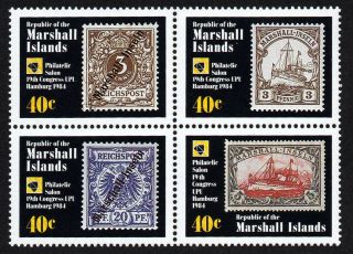Marshall Islands,  Scott 50 - 53,  Block Of 4 Philatelic Salon,  Old Stamps Designs