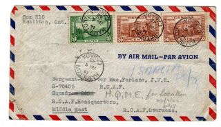 1942 (jun) Canada To Canadian Air Force In Palestine / Egypt Airmail Cover.