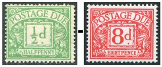 1914 - 1969 Postage Due Unmounted Single Stamps