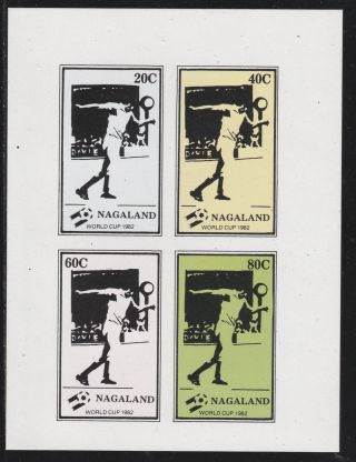 Nagaland 7498 - 1982 Football World Cup Imperf Sheetlet Of 4 U/mint