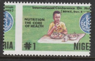 Nigeria 2667 - 1992 Conference On Nutrition Misplaced Perfs Unmounted