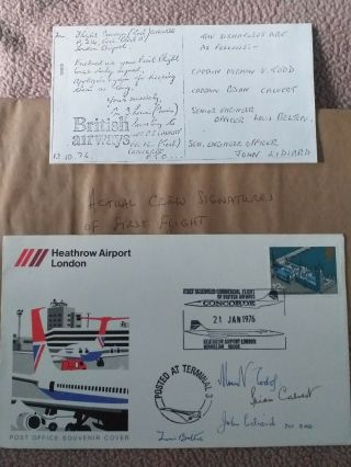 First Commercial Flight Of Concorde 1976 Autographed By Crew Stamps Fdc