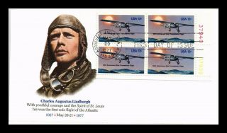 Dr Jim Stamps Us Charles Lindbergh Solo Flight First Day Cover Plate Block