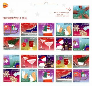 Netherlands 2016 Mnh December Stamps 21v M/s Christmas Decorations Baubles Trees