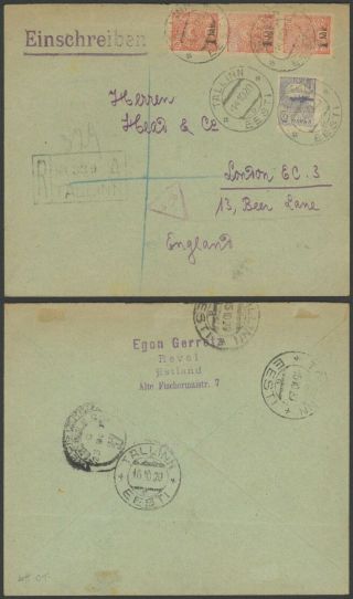 Estonia 1920 - Registered Cover Tallin To London England 31459/4