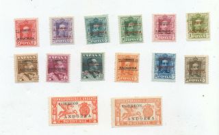 1928 Spanish Andorra Stamps 1 - 14 Spain