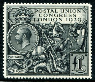 (760) Very Fine 1929 Sg438 Gv £1 Black U.  P.  U.  V.  L.  Mounted,  No Hinge.  Mvlh