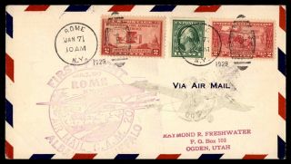 Mayfairstamps First Flight 1929 York Rome To Ogden Utah Cover Wwb51961