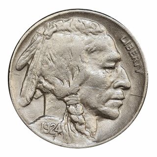 Discounted - 1924 P Buffalo Nickel - Au Details - Obv Scratched