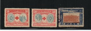 1920´s Paraguay Stamps Variety Lot,  Inverted Center And Others,  Wow