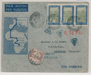 Lk52910 Madagascar 1935 To Brussels Air Mail Cover