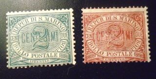 Pair San Marino Stamp 1 3 Og Hr F