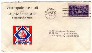 Fdc 1939 Baseball Stamp Scott 855 On Nim Minneapolis Millers Corner Card
