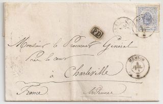 1871 Luxembourg To France Cover,  25c Stamp,  Scarce Remich Cancel,  Wow