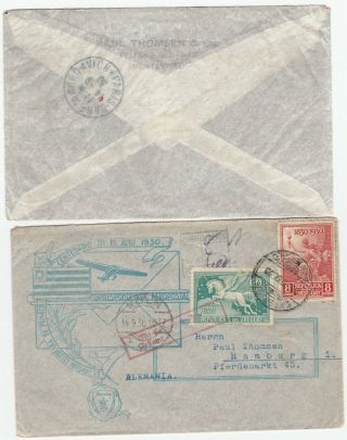 Uruguay 1930 Airmail Cover To Germany Via Paris (blue) Koln To Hamburg