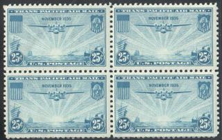 Sc C20 - 25c China Clipper Over The Pacific Block Of 4 Mnh