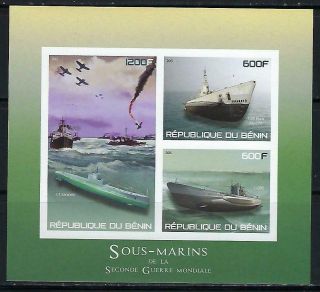 M1564 Nh 2015 Imperf Souvenir Sheet Of 4 Different Wwii U - Boats Submarines