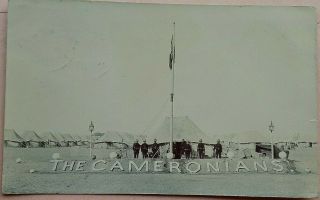 India 1907 Real Photo Post Card Showing Cameronians Camp With Sea Post Cancel