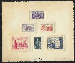 Monaco Stamps 1946 Yv Airmail 22 - 27 Epreuve De Luxe (proof)