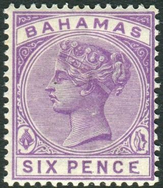 Bahamas - 1890 6d Mauve Malformed E.  A Lightly Mounted Example Sg 54a