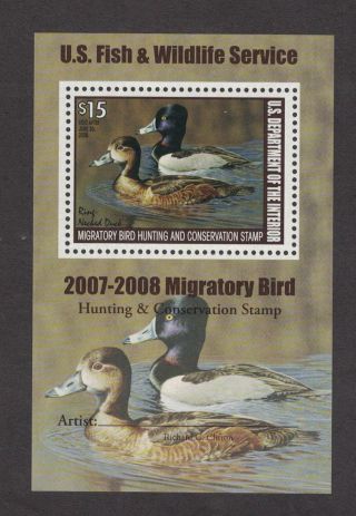 Rw74c Federal Duck Stamp 2007 Mnh.  Error Souvenir Sheet.  02 Rw74c