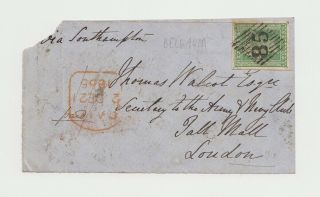 India 1855,  Sg 31,  2a Green,  On Cover,  Belgaum,  Sgcv=£400