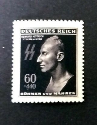 Third Reich War Ww2 Reinhard Heydrich Death Mask Stamp 1943