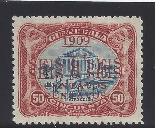 Guatemala Scott 137a,  1909 Provisional With Double Overprint