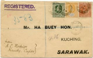 Ceylon 1904 Regis.  Cover To Sarawak W/e Vii 2c (x2),  3c,  4c & 5c