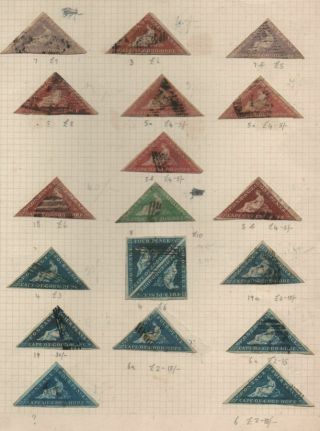 South Africa Unchecked Sheet Of Cape Of Good Hope Triangles Fair To Fine Stamps