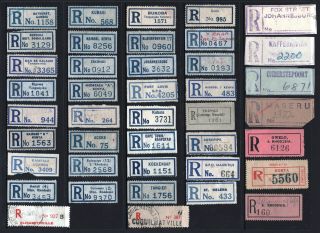 Colonial Africa Registration Labels,  Assortment Of 41 Labels.